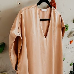 Blush Satin Smock Dress